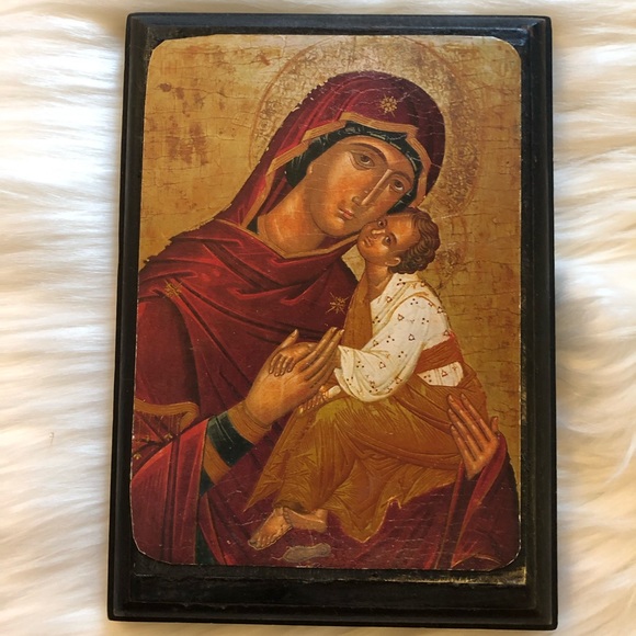 Vintage Other - VTG Religious Icon Wood Wall Plaque Mary & Jesus Vintage Other - VTG Religious Icon Wood Wall Plaque Mary & Jesus